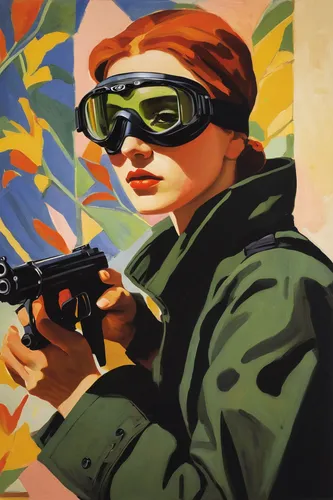 woman holding gun,girl with gun,girl with a gun,spy visual,spy,retro women,wpap,retro woman,cool pop art,spy-glass,woman holding a smartphone,operator,spy camera,warsaw uprising,rifleman,camera illustration,vector graphic,agent,sci fiction illustration,retro girl,Art,Artistic Painting,Artistic Painting 40