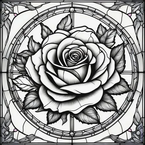 rose flower illustration,roses pattern,frame rose,flower line art,rose flower drawing,rose png,Illustration,Black and White,Black and White 08