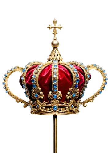 isolated, luxury, crown, scepter, ornate, golden, regal, intricate, detailed, bejeweled, lavish, opulent, velvet, satin, luxurious fabrics, ornamental accessories, majestic, royal crest, heraldic, med