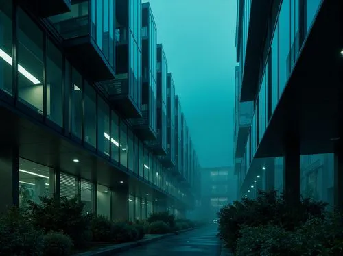 apartment block,azabu,scampia,atmospheres,cloudstreet,night photograph,atmosfera,at night,microdistrict,dense fog,alley,psychiko,alleyway,nacht,apartment blocks,meguro,kamurocho,eerie,atmoshphere,blue rain