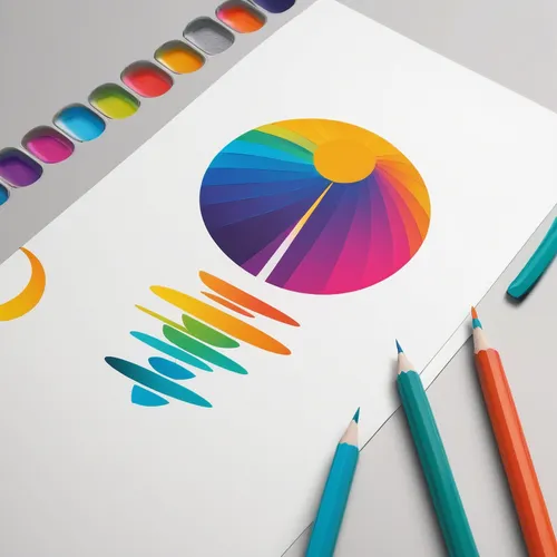 Design a vibrant logo for a creative graphic design agency.,rainbow pencil background,dribbble logo,colourful pencils,watercolor arrows,dribbble icon,dribbble,pencil icon,hand draw vector arrows,gradi