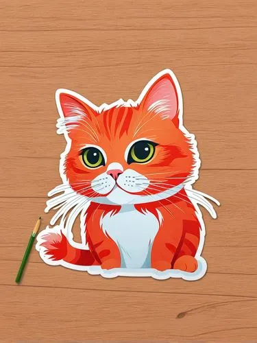 cat vector,drawing cat,orange tabby cat,red tabby,cartoon cat,cat frame,Unique,Design,Sticker