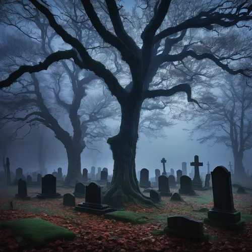 graveyard,old graveyard,burial ground,life after death,forest cemetery,grave stones,resting place,tombstones,halloween bare trees,gravestones,the grave in the earth,old cemetery,graves,cemetery,cemetary,haunted forest,grave light,jew cemetery,dead wood,dead branches,Conceptual Art,Fantasy,Fantasy 18