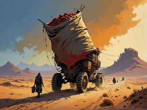 sandworms,barsoom,sandworm,mars rover,the desert,desert,wastelands,arrakis,red planet,nomads,dune,skaro,overland,caravan,digital nomads,semidesert,travelers,desert run,chuckwagon,desert flower,Conceptual Art,Sci-Fi,Sci-Fi 01