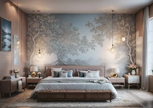 a luxurious bedroom with an unusual theme,gournay,wallcoverings,fromental,wallcovering,bedroom,bedchamber,Photography,General,Fantasy