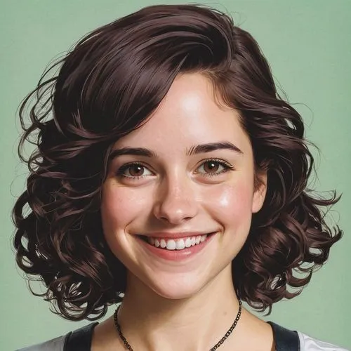 pixie-bob,bob cut,rosa curly,daisy jazz isobel ridley,s-curl,pixie cut,portrait background,cg,rose png,girl portrait,portrait of a girl,young woman,killer smile,haired,british actress,smooth hair,cute,a girl's smile,smiling,adorable,Illustration,American Style,American Style 11