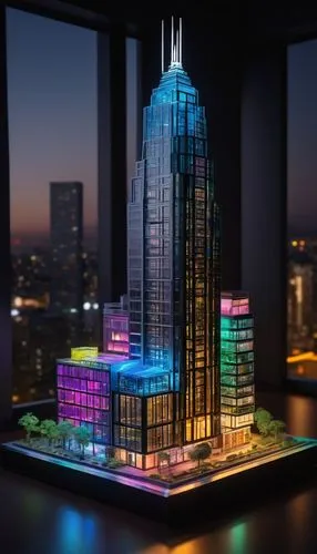 3d rendering,electric tower,skyscrapers,3d render,pc tower,micropolis,renaissance tower,skyscraper,cybercity,city skyline,glass building,escala,ctbuh,cityscape,city at night,high-rise building,lego city,high rise building,render,voxel,Illustration,Children,Children 05