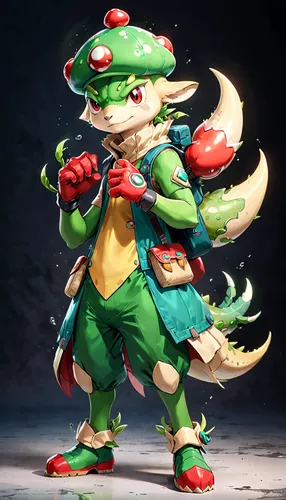 kobold,dragon li,petrol-bowser,fuel-bowser,michelangelo,raphael,wonder gecko,mascot,skylander giants,dinokonda,yoshi,loukaniko,shen,bufo,frog figure,stylized macaron,goki,green dragon,luokang,game character,Anime,Anime,General