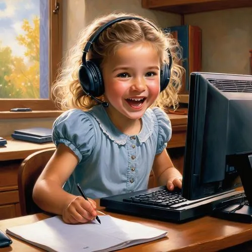 girl at the computer,girl studying,programadora,secretarial,children's background,computerologist,children learning,call centre,call center,computer graphics,work from home,kids illustration,computer skype,tutorship,children drawing,online learning,teleconference,content writers,girl drawing,computer monitor,Conceptual Art,Fantasy,Fantasy 28