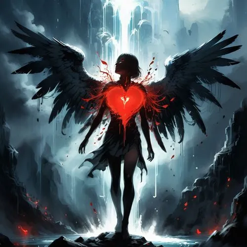 winged heart,dark angel,the archangel,archangel,angelfire,seraph,Conceptual Art,Fantasy,Fantasy 02