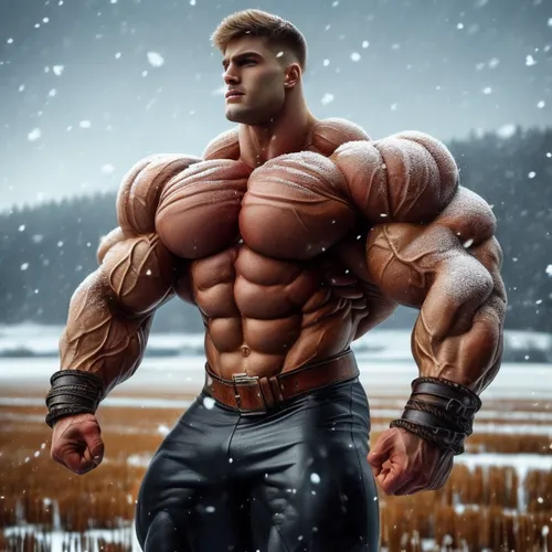 An image of a bodybuilding athlete on snow,wightman,musclebound,pudzianowski,baki,bodybuilding,brock