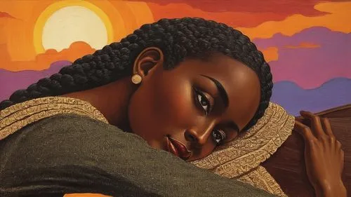 sunset in africa ,ledisi,oil on canvas,tretchikoff,oil painting on canvas,african woman,jasinski,benton,african american woman,african art,etam,welin,ogunlesi,akilah,woman at cafe,praying woman,afro a