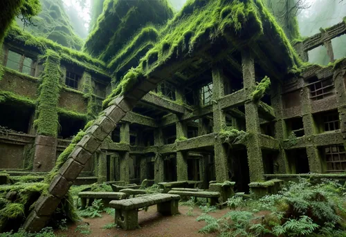 abandoned place,abandoned places,house in the forest,lost place,tree house hotel,tree house,lost places,lostplace,old-growth forest,abandoned,dandelion hall,vancouver island,witch's house,industrial ruin,abandoned building,fractal environment,hall of the fallen,treehouse,greenforest,forest moss