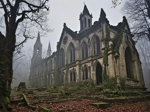 haunted cathedral,forest chapel,gothic church,ghost castle,sunken church,the black church,abandoned places,abandoned place,gothic style,ruins,gothic,old graveyard,cathedrals,black church,hall of the fallen,neogothic,abandoned,mausoleum ruins,graveyard,necropolis,Illustration,Vector,Vector 04