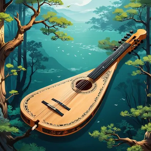 theorbo,dulcimer,stringed instrument,bouzouki,classical guitar,ukulele,acoustic guitar,mandolin,bouzoubaa,chansonnier,cavaquinho,guitar,guqin,guitarra,takamine,ukelele,musical instrument,lutenist,serenade,concert guitar,Unique,Design,Sticker