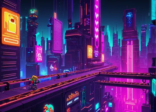 colorful city,cyberpunk,neon arrows,metropolis,futuristic landscape,80s,80's design,fantasy city,retro background,futuristic,retro styled,neon,cityscape,neon colors,tokyo city,4k wallpaper,aesthetic,intense colours,matrix,tileable,Conceptual Art,Sci-Fi,Sci-Fi 26