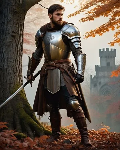 castleguard,aa,king arthur,wall,dwarf sundheim,paladin,knight armor,defense,aaa,tyrion lannister,fantasy picture,htt pléthore,medieval,heroic fantasy,knight tent,crusader,fantasy warrior,autumn background,digital compositing,tudor,Conceptual Art,Oil color,Oil Color 09