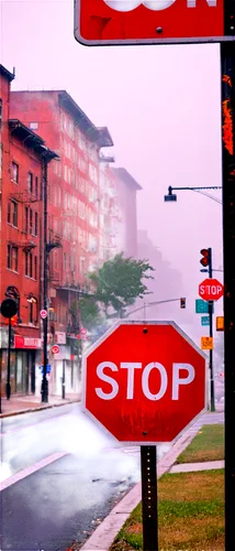 stop sign,the stop sign,foggy bottom,stop light,traffic signage,stopsmog,wilkinsburg,stopping,foggy day,traffic sign,bronzeville,shockoe,callowhill,traffic signs,no left turn,streetsign,stoping,stop and go,lowertown,fogged,Conceptual Art,Oil color,Oil Color 20