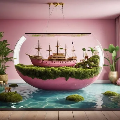 pineapple boat,boat landscape,floating island,houseboat,floating stage,3d fantasy,floating islands,sea fantasy,waterglobe,galleon ship,sailing-boat,fishing float,picnic boat,pirate ship,island suspended,fantasy picture,longship,sea sailing ship,tropical house,wooden boat,Photography,General,Realistic