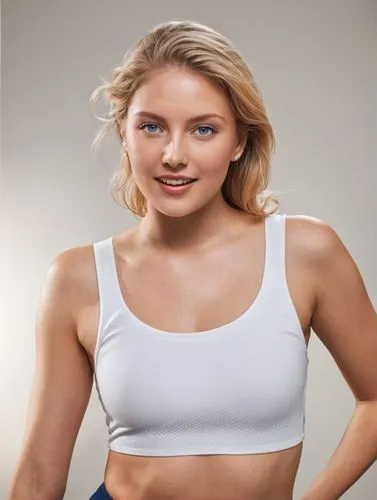 a woman from England in a lovely sporty pose,woman in sports  smiling in front of grey background,phentermine,procollagen,lipolysis,kvitova,iskra,liposuction,Photography,Black and white photography,Bl