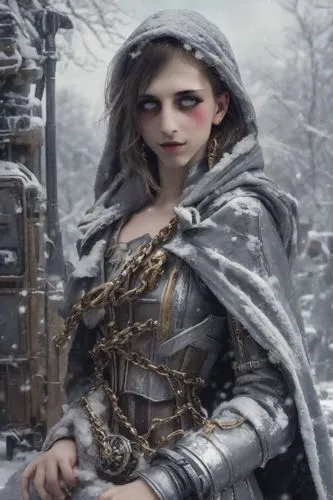 female warrior,helgen,wallachia,velika,runemaster,elenore,morwen,dark elf,warrior woman,the snow queen,ermengarde,vasak,inquisitor,taleyarkhan,huntress,elona,simara,vaivara,sorceror,hel,Photography,Realistic