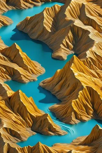 mountainous landforms,yellow mountains,mountain valleys,shifting dunes,desert desert landscape,mountainous landscape,mountain plateau,desert landscape,dune landscape,mountains,mountain slope,moutains,sand dunes,dunes,low poly,argentina desert,arid landscape,colorado sand dunes,the landscape of the mountains,braided river,Illustration,Realistic Fantasy,Realistic Fantasy 03