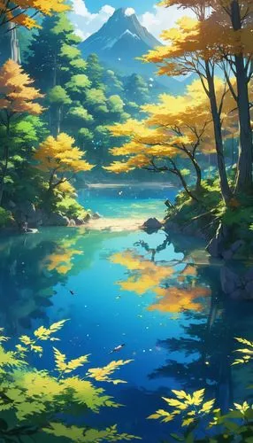 cartoon video game background,landscape background,autumn background,nature background,youtube background,underwater background,Illustration,Japanese style,Japanese Style 03