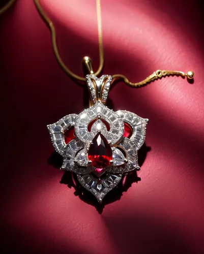 diamond pendant,mouawad,heart with crown,red heart medallion,diamond red,diamond jewelry