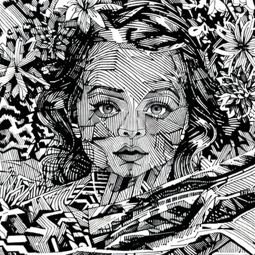 comic halftone woman,girl in a wreath,digital drawing,girl in the garden,digital illustration,comic style,digital,girl in flowers,digital art,comic halftone,pen drawing,digital artwork,little girl in 