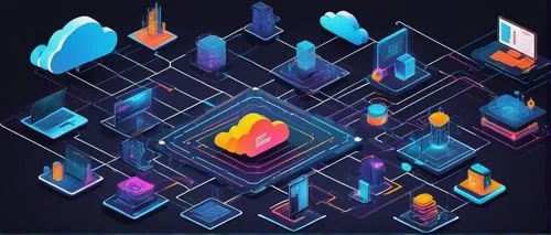 Cloud computing, AWS cloud, modern data center, virtual machines, servers, racks, network devices, routers, switches, firewalls, storage systems, databases, big data analytics, IoT devices, real-time 