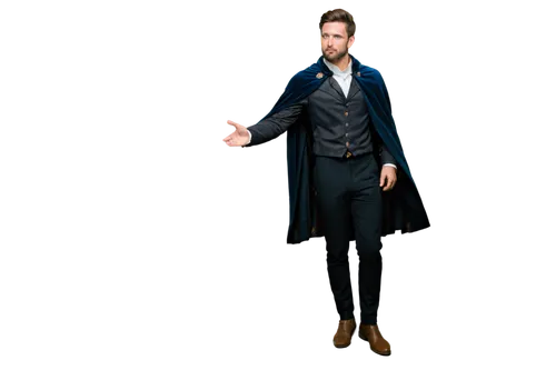 Noble Lord, solo, (30yo), dignified facial expression, blue eyes, short black hair, trimmed beard, luxurious velvet cloak, white shirt, black trousers, leather boots, golden accessories, standing, con