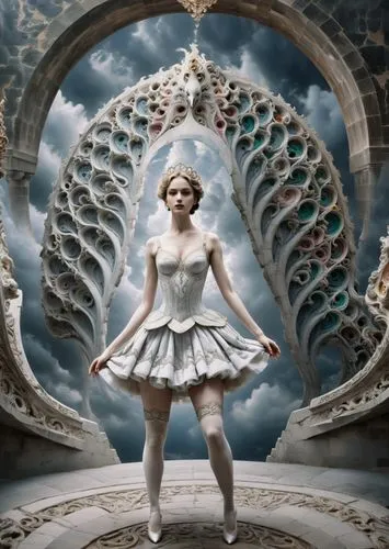 alice in wonderland,vintage angel,colorization,goldfrapp,the snow queen,colorizing,coppelia,imaginarium,fairy queen,raelians,peignoir,celtic queen,ziegfeld,the sea maid,madge,madonna,baroque angel,queen cage,angel playing the harp,ballerina girl,Conceptual Art,Sci-Fi,Sci-Fi 24