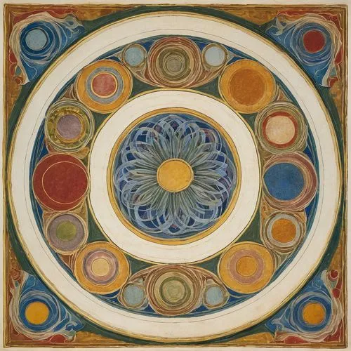 maiolica,circular ornament,mandala,majolica,dharma wheel,ceiling,rangoli,roundels,dome roof,ceramic tile,mosaica,kaleidoscope,ceiling light,floral ornament,ashoka chakra,fresco,mandalas,tile,bontekoe,navaratna,Art,Classical Oil Painting,Classical Oil Painting 43