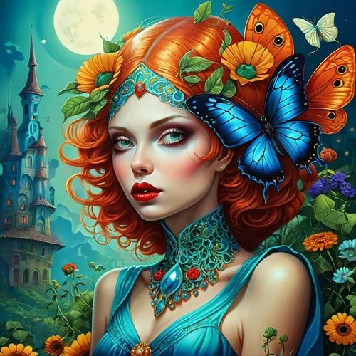 fantasy art,fantasy portrait,faery,cupido (butterfly),faerie,flower fairy,vanessa (butterfly),fairy queen,fantasy picture,fairy tale character,blue moon rose,secret garden of venus,blue butterflies,fantasy woman,mystical portrait of a girl,blue enchantress,girl in flowers,ulysses butterfly,flora,rosa 'the fairy,Photography,General,Realistic