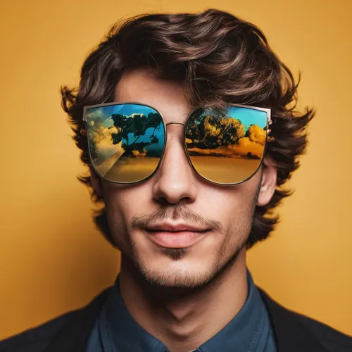 Looking for the perfect visual? iStock has you covered.,portrait background,aviator sunglass,ski glasses,color glasses,silver framed glasses,sunglasses,stitch frames,sun glasses,yellow background,man 