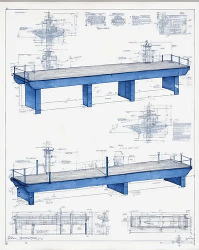 Lonely Jetty by SD Smart,blueprints,plate girder bridge,blueprint,technical drawing,frame drawing,steel beams,steel construction,moveable bridge,roller platform,plate shelf,construction set,entablatur