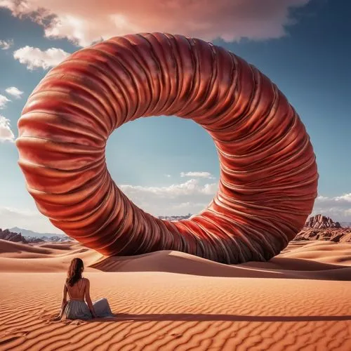 inflatable ring,sandworm,sandworms,torus,time spiral,kinetic art,Photography,General,Realistic