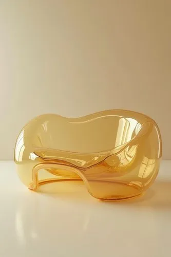 a yellow vase sitting on top of a white table,butter dish,fish oil capsules,ceramide,edible oil,lalique,isolated product image