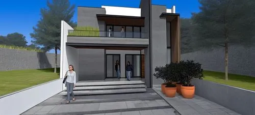 modern house,sketchup,3d rendering,revit,residencial,house entrance,Photography,General,Realistic