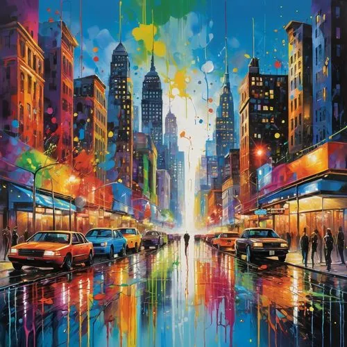 colorful city,cityscapes,city scape,dubbeldam,art painting,vivid sydney,Conceptual Art,Graffiti Art,Graffiti Art 08