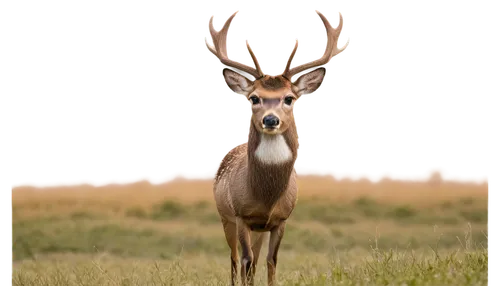 Mule deer, wildlife photography, solo, majestic antlers, brown fur, white belly, big ears, gentle eyes, grassland habitat, morning fog, soft sunlight, 3/4 composition, shallow depth of field, warm col