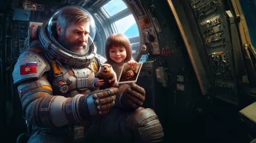 Before the astronaut, there should be a control panel of the spaceship. The Russian flag should be clear.,sci fiction illustration,astronauts,astronaut suit,astronautics,astronaut,cosmonaut,spacesuit,