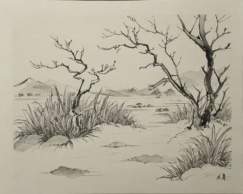 brook landscape,arid landscape,desert landscape,swampy landscape,desert desert landscape,desert plants,dune landscape,mesquite flats,small landscape,scrubland,mudflats,tussocks,mangroves,quartz sandstone peak woodland landscape,dry grass,winter landscape,barrens,dunes,eastern mangroves,beach landscape,Illustration,Paper based,Paper Based 30