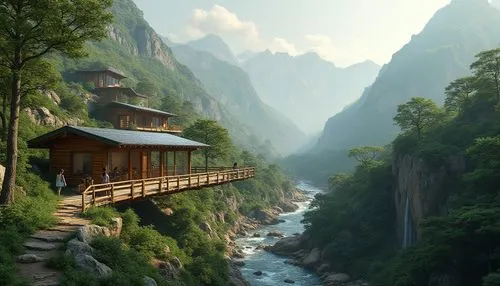 house in mountains,wudang,house in the mountains,tigers nest,hushan,rivendell,tailandia,yunnan,huashan,mountain huts,shaoming,beautiful landscape,mountain settlement,wenchuan,mountainous landscape,huangshan mountains,mountain landscape,fantasy landscape,monasteries,lijiang,Photography,General,Realistic