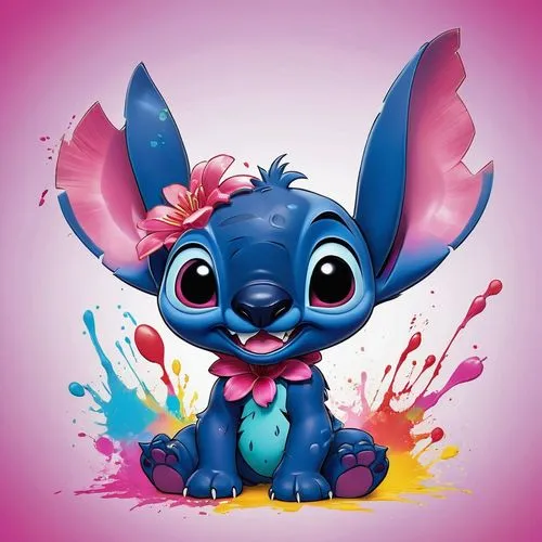 stich,stitch,cute cartoon character,cute cartoon image,ohana,cartoon bunny,Illustration,Black and White,Black and White 08