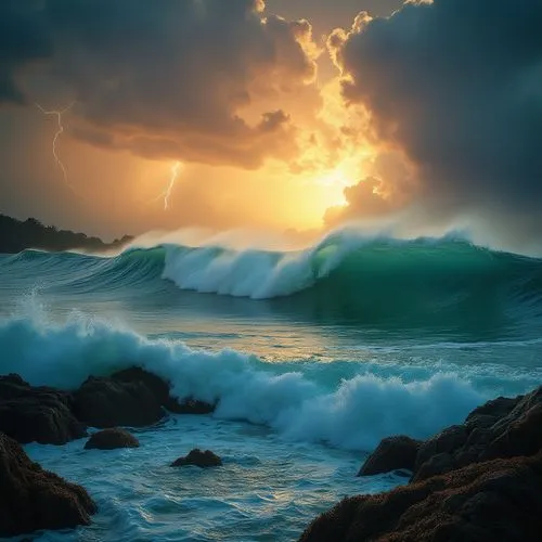 sea storm,stormy sea,seascape,storm ray,force of nature,god rays,Photography,General,Realistic