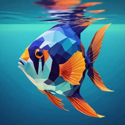 blue angel fish,blue fish,snapfish,triggerfish,blue stripe fish,dori,Unique,3D,Low Poly