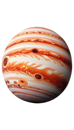 Jupiter planet, gas giant, stormy atmosphere, Great Red Spot, banded pattern, cloudy white and brown, detailed texture, 3D rendering, cinematic lighting, high contrast, shallow depth of field, panoram