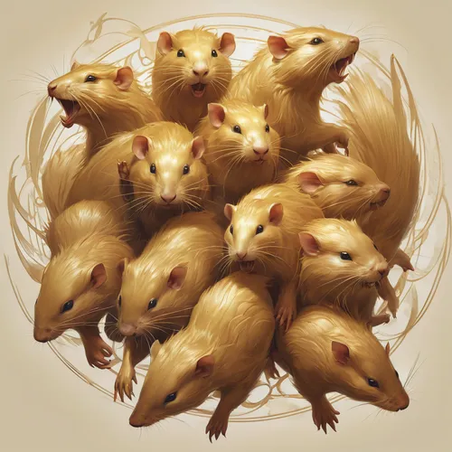 eight golden nutrias attacking,hatching chicks,rodentia icons,rodents,hatchlings,white footed mice,many teat mice,hedgehog heads,hedgehogs,chicken chicks,baby chicks,guinea pigs,chicks,flock of chicke