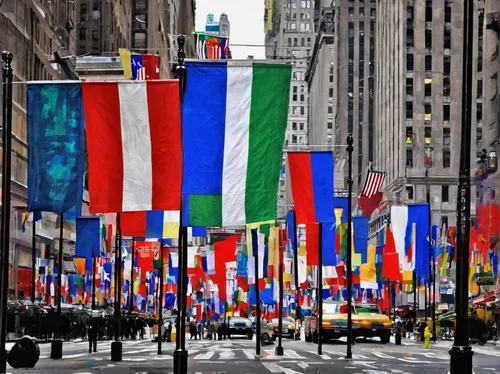 mark_daly_md1072_flags_along_the_avenue_at_52nd_street.jpg,flags and pennants,colorful flags,flags,italy flag,world flag,rockefeller plaza,flag day (usa),flag bunting,little flags,italian flag,rockefe